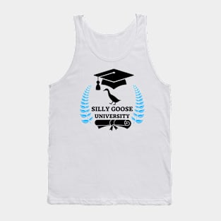 Silly Goose University - Walking Goose Black Design With Blue Details Tank Top